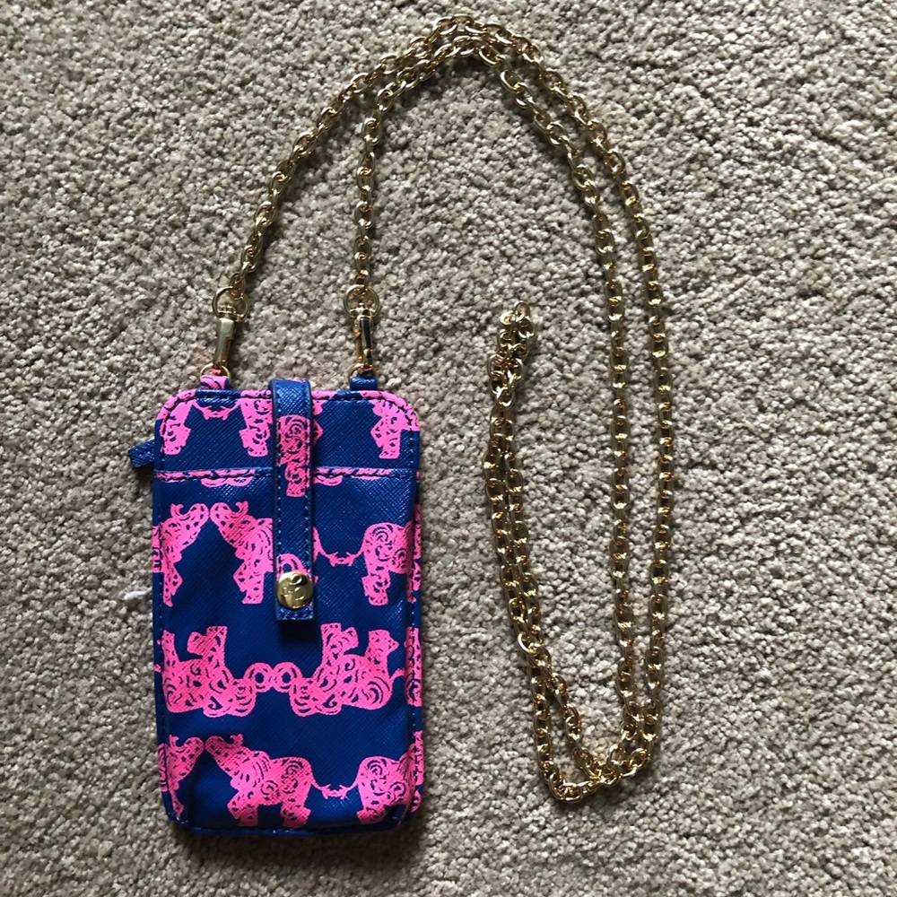 Lilly Pulitzer phone clutch with gold chain